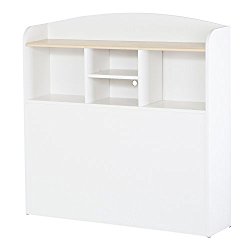 South Shore Furniture, Summertime Collection, Bookcase Headboard 39″, Pure white and Natural Maple