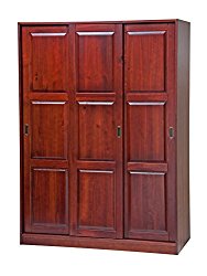 Palace Imports 5672 100% Solid Wood 3-Sliding Door Wardrobe/Armoire/Closet Or Mudroom Storage 1 5 Small 1 Rod Included. Extra Large Shelves Sold Separately. Requires Assembly, Mahogany