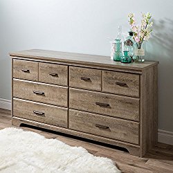 South Shore Versa 6-Drawer Double Dresser for Bedrooms, Hallways or Living Rooms, Weathered Oak
