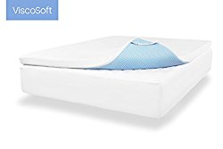 ViscoSoft 3.5 lbs. Density 3-Inch Gel Memory Foam Queen Mattress Topper – Includes Ultra Soft Removable Cover with Straps