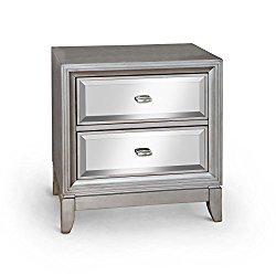 Furniture of America Sterling Contemporary Nightstand, Silver