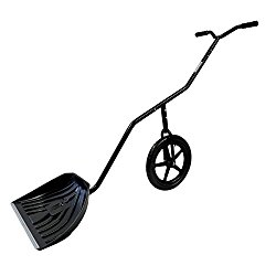EasyGo Snow Lever – Adjustable Height Single Wheeled Snow Thrower Shovel – 24” Wide, 15” Deep Concave Shovel Head with Easy Rolling 16” Wheel