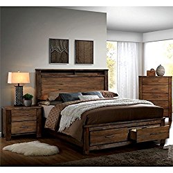 Furniture of America Nangetti Rustic 3 Piece Queen Bedroom Set in Oak