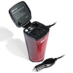 BESTEK 200W Car Power Inverter with 2 AC Outlets and 4.5A Dual USB Charging Ports Car Adapter with Car Cigarette Lighter Socket