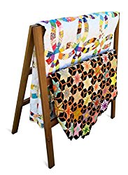 Premium Quilt Rack – 3-Tier Quilt Ladder Holds 5 Blankets or Afghans for Vender Displays – Great for Pillows, Shams and a Comforter- Folds Flat for Storage, Non-Toxic Finish. Handcrafted in the USA!