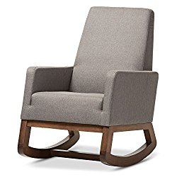Baxton Studio Yashiya Mid Century Retro Modern Fabric Upholstered Rocking Chair, Grey