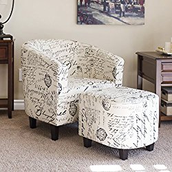 Best Choice Products Home Furniture Club Arm Chair W/ Ottoman Set- White