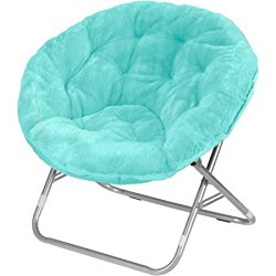 Mainstays Faux-Fur Saucer Chair, Aqua Wind (Wind Aqua) (1)