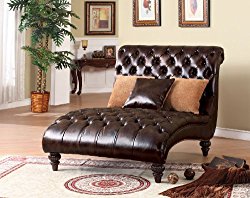 Acme 15035 Anondale Two-Tone Polyurethane Chaise Lounger with Pillow, Espresso Finish