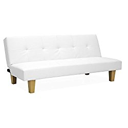 Best Choice Products PU Leather Convertible Futon Sofa Bed (White)