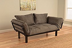 Best Futon Lounger Sit Lounge Sleep Smaller Size Furniture is Perfect for College Dorm Bedroom Studio Apartment Guest Room Covered Patio Porch . KEY KITTY Key Chain INCLUDED. (Gray)