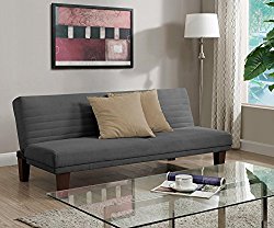 DHP Dillan Convertible Futon Couch Bed with Microfiber Upholstery and Wood Legs (Grey)