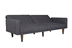 DHP Paxson Convertible Futon Couch Bed with Linen Upholstery and Wood Legs (Grey)