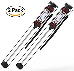 Lemontec CP1 Meat Thermometer Digital Cooking Thermometer [5.9 Inch Long Probe] with Instant Read, LCD Screen, Anti-Corrosion, Best for Kitchen, Grill, BBQ, Milk, and Bath Water, 2 Pack
