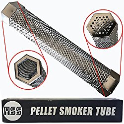 Pellet Smoker Tube 12” Perforated Stainless Steel BBQ Smoke Generator To Add Smoke Flavor to All Grilled Foods Easily and Safely with Free 48 Grilling Recipes Ebook