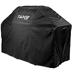 Tadge Goods BBQ Grill Cover w/ Handles (58” Black) Waterproof, Weather Resistant, Heavy Duty | Large Universal Fit with Velcro Secure Straps | Gas, Charcoal, Electric