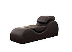 US Pride Furniture Faux Leather Deluxe Stretch Chaise Relaxation and Yoga Chair with Removable Pillows, Dark Brown