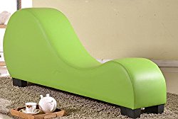 US Pride Furniture Faux Leather Stretch Chaise Relaxation and Yoga Chair, Green