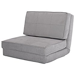 Giantex Fold Down Chair Flip Out Lounger Convertible Sleeper Bed Couch Game Dorm Guest (Gray)