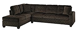 Homelegance 2 Piece Sectional Sofa Polyester With Reversible Chaise and Two Toss Pillows, Chocolate