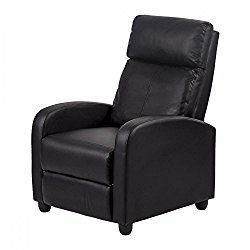 New Black Modern Leather Chaise Couch Single Recliner Chair Sofa Furniture 87