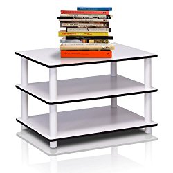 Furinno 11173 Just 3-Tier No Tools Coffee Table, White w/White Tube