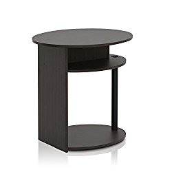 FURINNO 15080WNBK Jaya Simple Design Oval End Table, Walnut