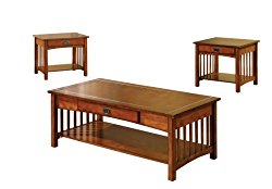 Furniture of America Francia 3-Piece Mission Style Table Set, Antique Oak Finish