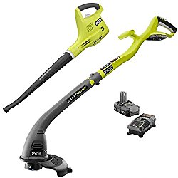 Ryobi ONE+ 18-Volt Lithium-Ion Cordless Trimmer/Edger and Blower/Sweeper Combo Kit – Battery and Charger Included