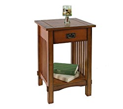 Furniture of America Liverpool 1-Drawer End Table, Antique Oak