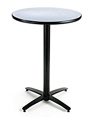KFI Seating Round Bar Height Pedestal Table with Arched X Base, Commercial Grade, 30-Inch, Grey Nebula Laminate, Made in the USA
