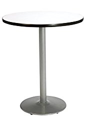 KFI Seating Round Bar Height Pedestal Table with Round Silver Base, Commercial Grade, 42-Inch, Crisp Linen Laminate, Made in the USA