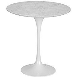 Poly and Bark Eero Saarinen Tulip Style Marble Side Table, 20-Inch, White Base