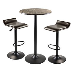 Winsome Wood Cora 3-Piece Round Pub Table with 2 Swivel Stool Set