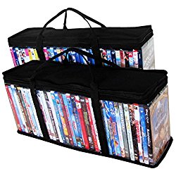Evelots Portable Dvd Blu-Ray Storage Bags (Set of 2), Black