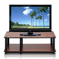 Furinno 11174DC(BK)/BK Just No Tools Dark Cherry Mid Television Stand with Black Tube