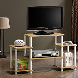 Furinno 11257BE/WH Turn-N-Tube No Tools Entertainment TV Stands, Beech/White