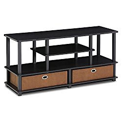 FURINNO Furinno JAYA Large TV Stand for up to 50-Inch TV with Storage Bin, 15119EXBKBR