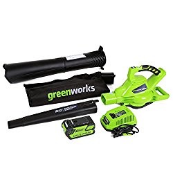 GreenWorks 24322 G-MAX 40V 185MPH Variable Speed Cordless Blower/Vac, 4Ah Battery and Charger Included