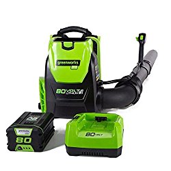GreenWorks BPB80L2510 80V 145MPH – 580CFM Cordless Backpack Blower, 2.5Ah Battery and Charger Included