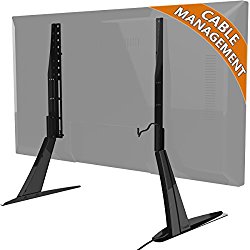 HEMUDU Universal Table Top TV Stand Base VESA Pedestal Mount for 27 inch to 55 inch TVs with Cable Management and Height Adjustment,Holds up to 125lbs(HT01B-001)