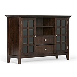Simpli Home Acadian Tall TV Media Stand for TVs up to 60″, Rich Tobacco Brown