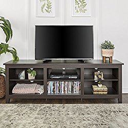 WE Furniture 70″ Espresso Wood TV Stand Console