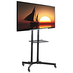 Yaheetech 32 to 65 Inch Universal Flat Screen TV Carts Stand Mobile TV Console Stand with Mount for LED LCD Plasma Flat Panels on Wheels