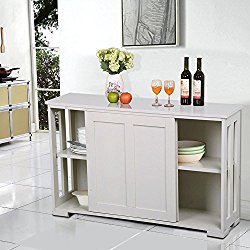 Yaheetech Antique White Sliding Door Buffet Sideboard Stackable Cabinets Kitchen Dining Room Storage Cupboard