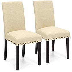 Best Choice Products Set Of 2 Nail Head Upholstered Woven Fabric Parsons Dining Chairs (Ivory)