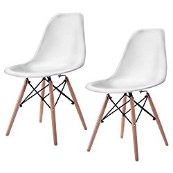 Giantex Set of 2 Mid Century Modern Style DSW Dining Side Chair Wood Leg