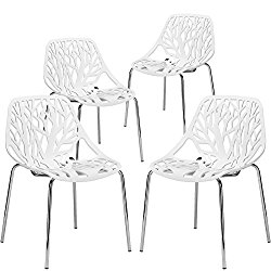 Poly and Bark Birds Nest Dining Side Chair in White (Set of 4)