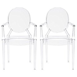 Poly and Bark Louis Ghost Style Arm Chair (Set of 2), Clear