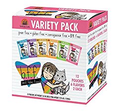 Best Feline Friend (B.F.F.) Grain-Free Cat Food by Weruva, BFF Variety Pack! Pouches, 3-Ounce Pouch (Pack of 12)